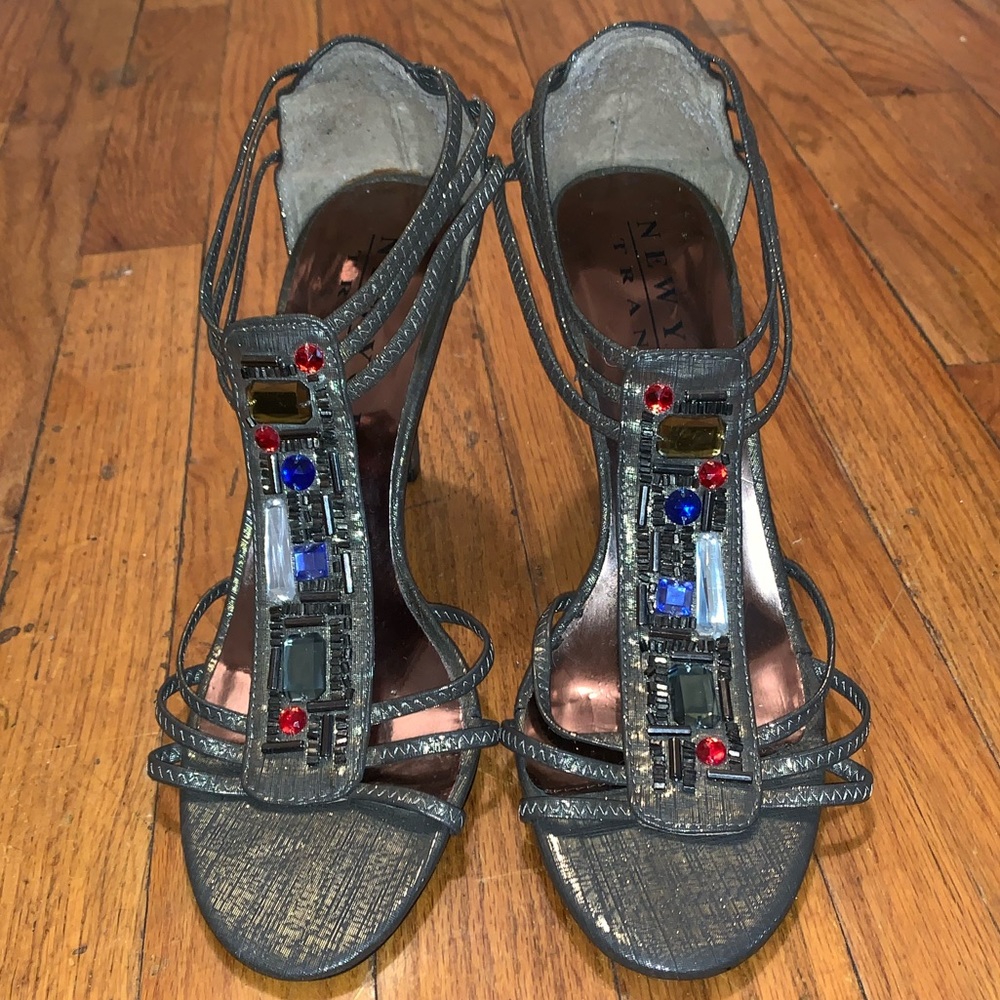 Gold high heels with colored Jewels